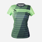 Woman's Horizontal Stripes Short Sleeve T-shirt - Mint Green