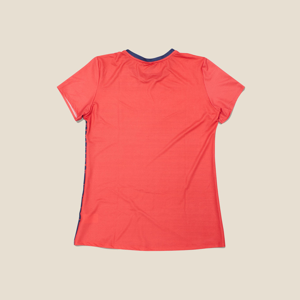 Women's Urbanfield Sports Horizontal Stripes Short Sleeve T-Shirt - Coral Red
