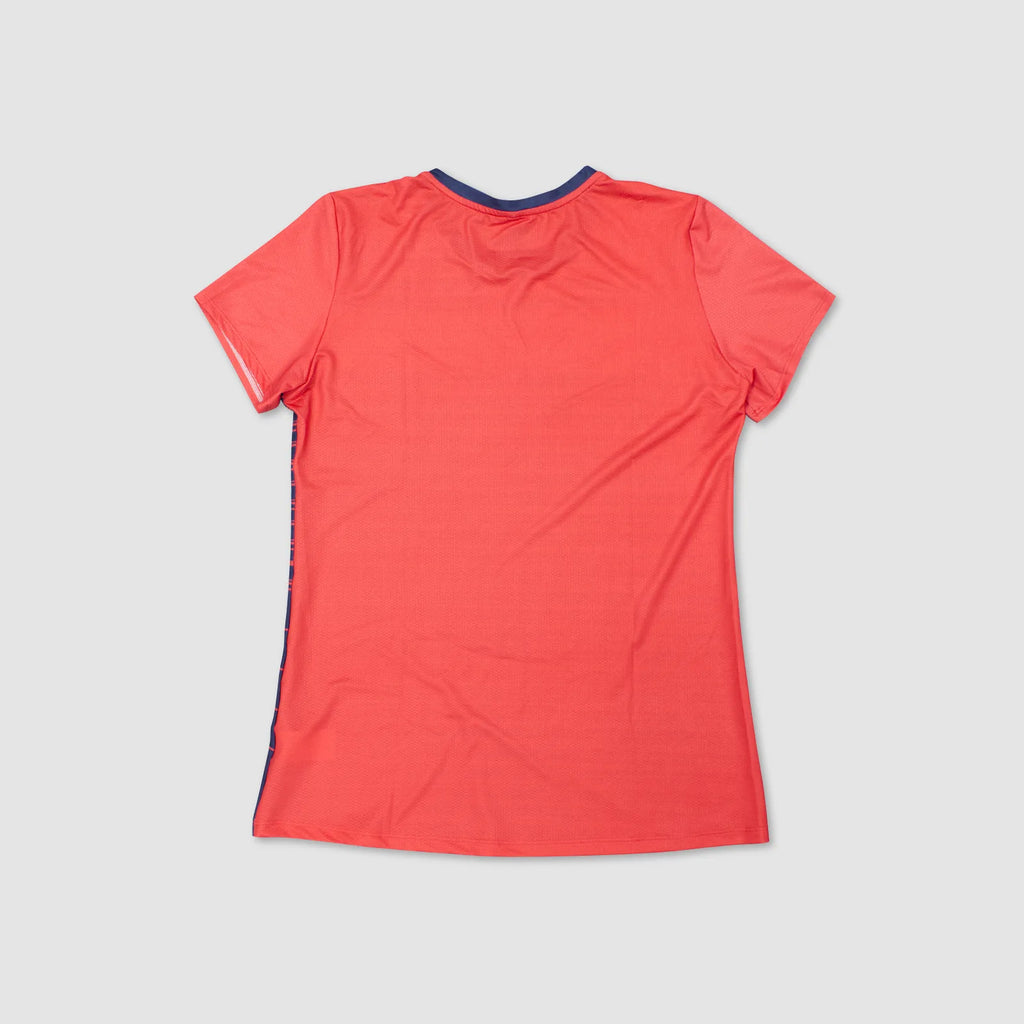 Women's Urbanfield Sports Horizontal Stripes Short Sleeve T-Shirt - Coral Red