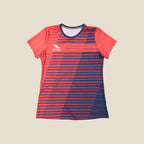 Women's Urbanfield Sports Horizontal Stripes Short Sleeve T-Shirt - Coral Red