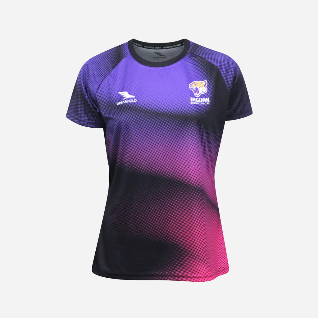 Women's Jaguar Badminton Club 2025 Shirt - Black/Deep Purple/Bright Pink
