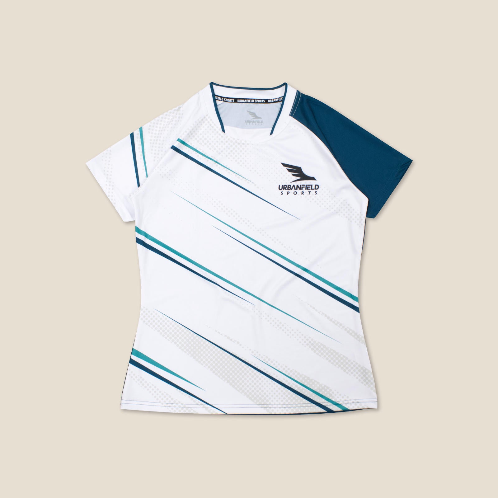 Women's Urbanfield Sports Speed Strike Short Sleeve T-Shirt - White/Deep Ocean Teal