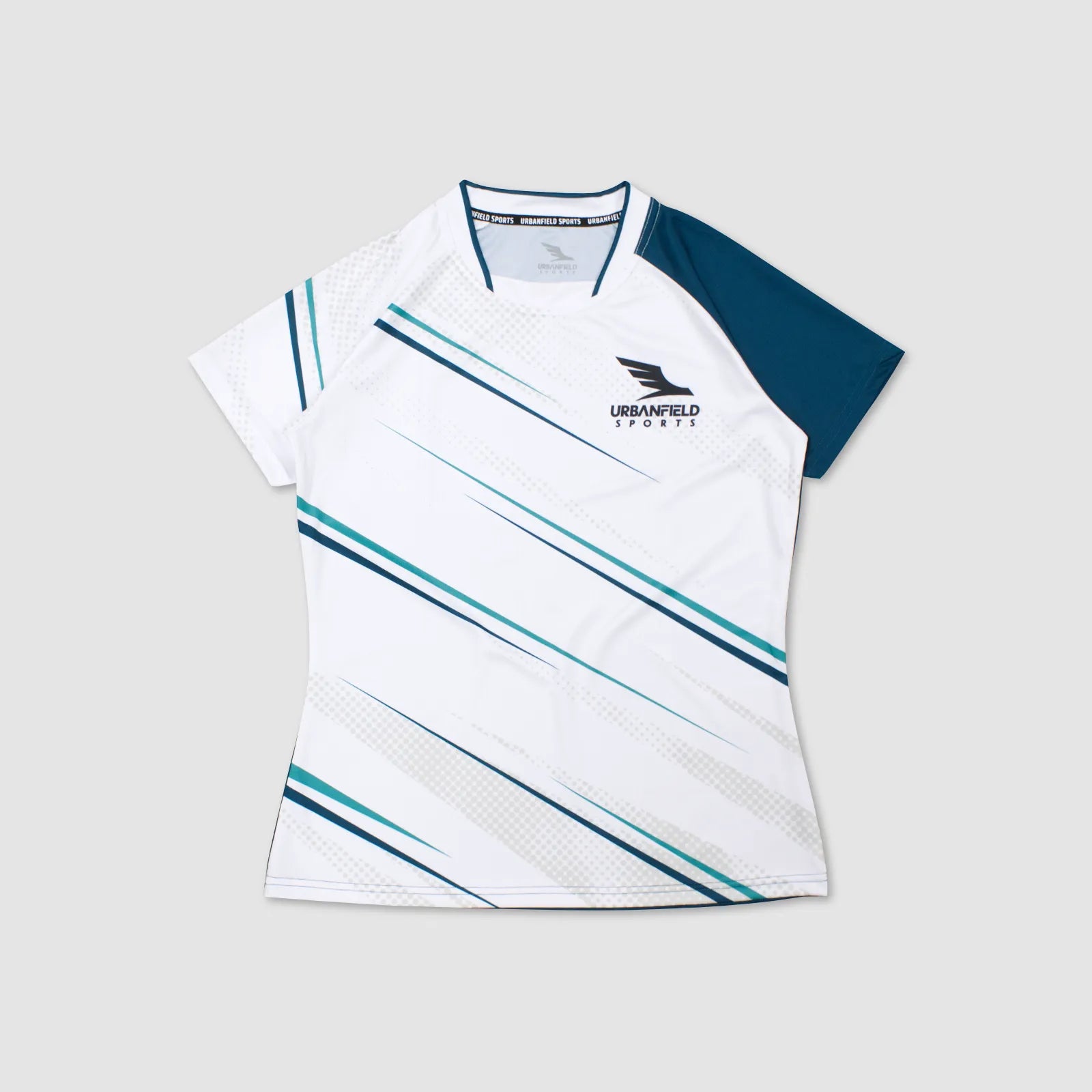 Women's Urbanfield Sports Speed Strike Short Sleeve T-Shirt - White/Deep Ocean Teal