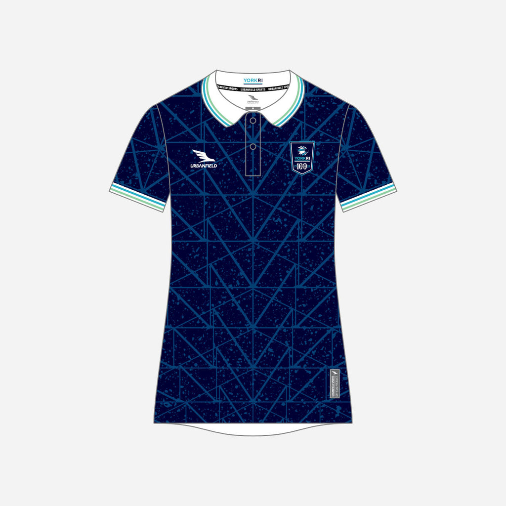 Women's York RI Centenary Polo Shirt - Navy Blue/Cyan/Mint Green/White