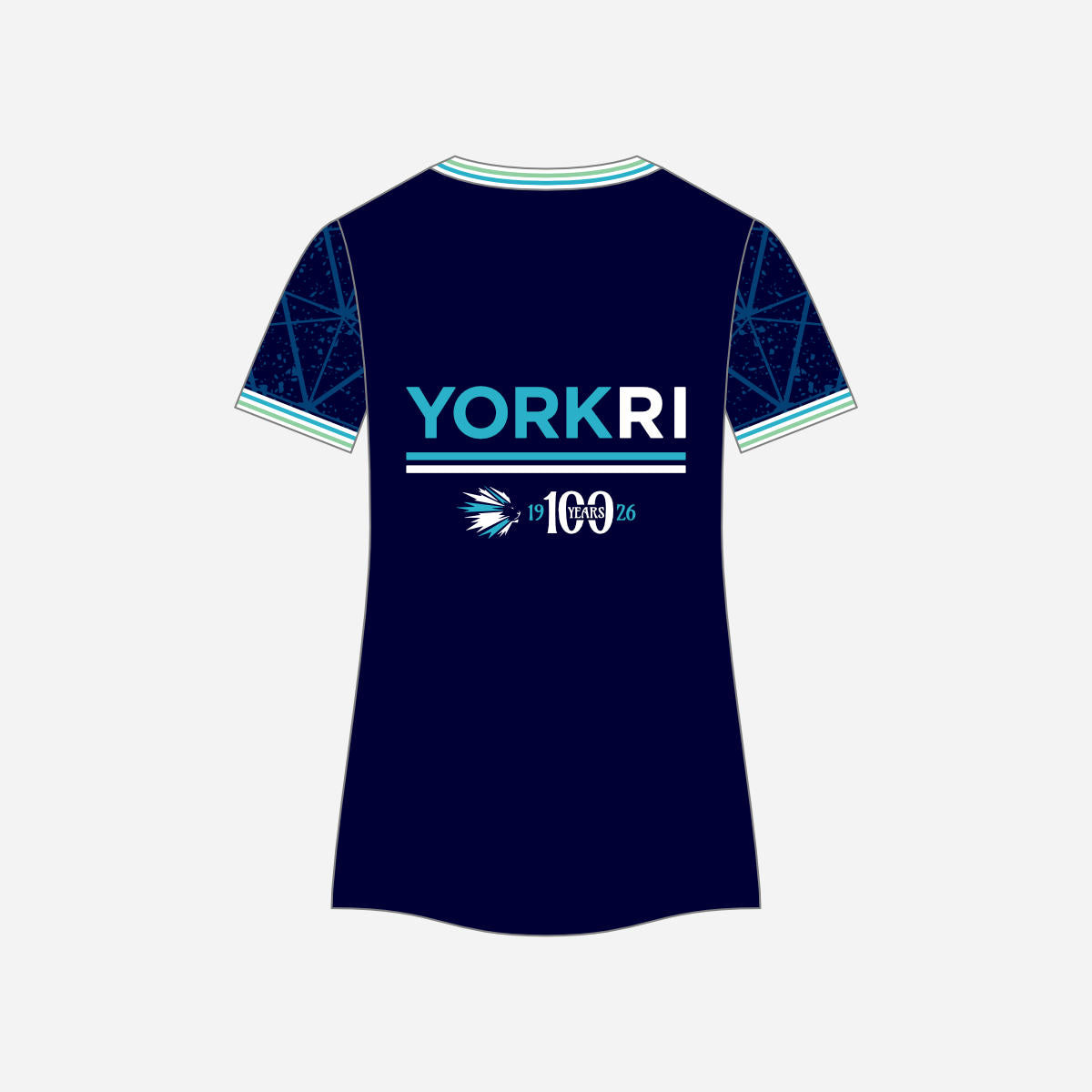 Women's York RI Centenary Shirt - Navy Blue/Cyan/Mint Green/White