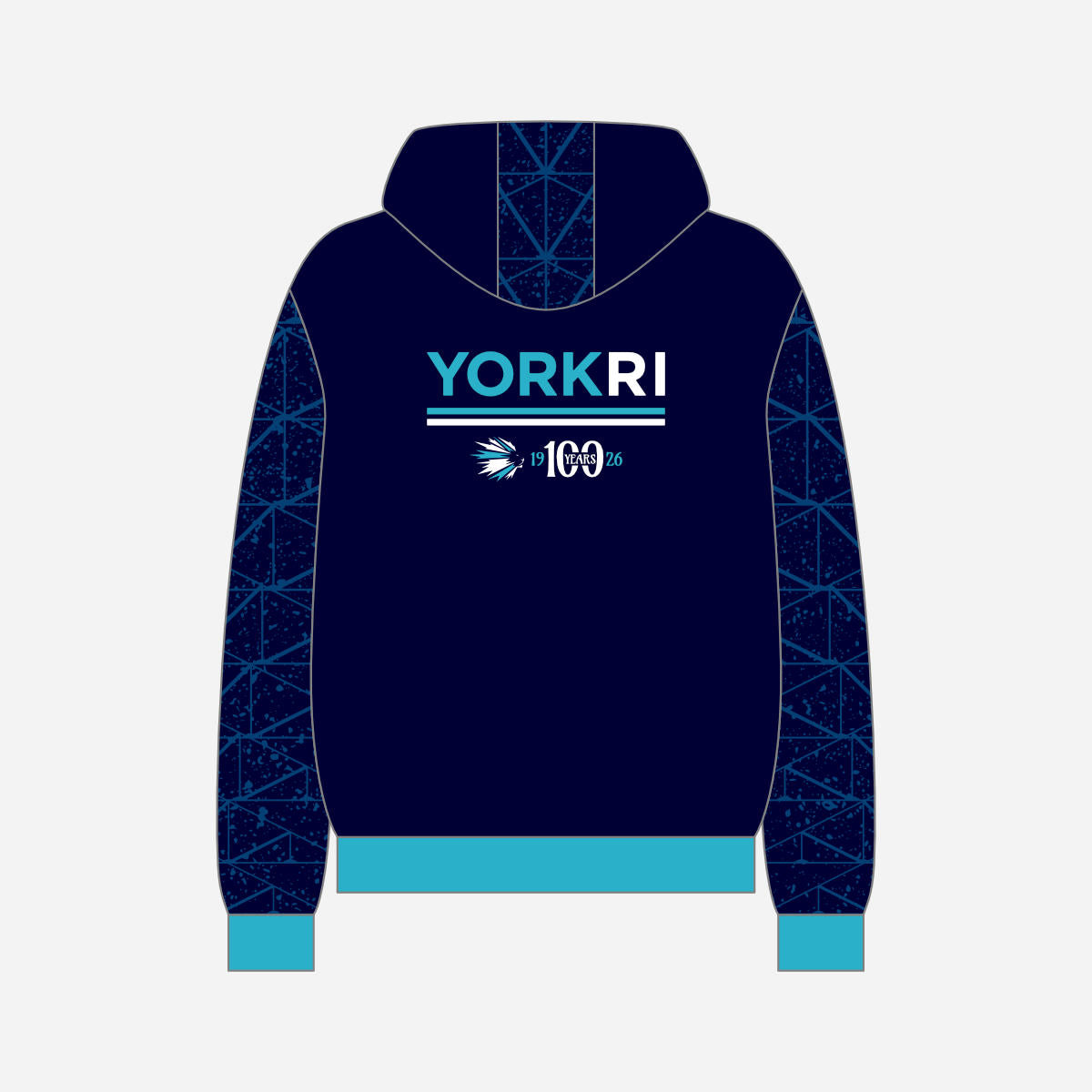 York RI Full-Zip Hoodie - Navy Blue/Cyan/White