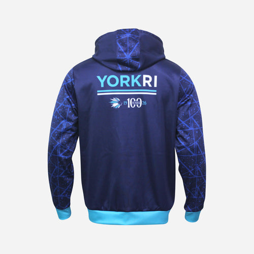 York RI Centenary Full-Zip Hoodie - Navy Blue/Cyan/White
