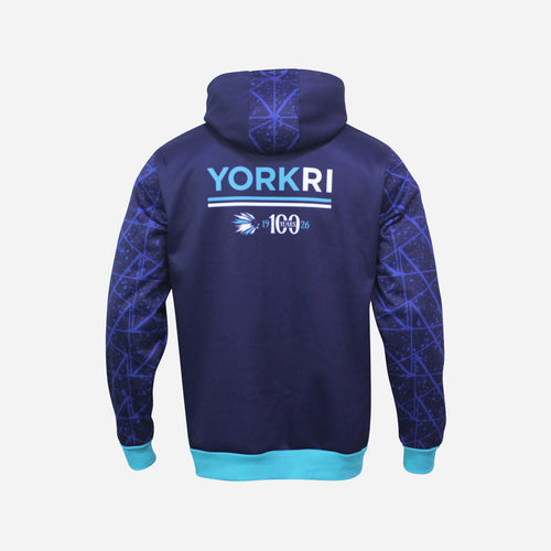 York RI Centenary Hoodie - Navy Blue/Cyan/White